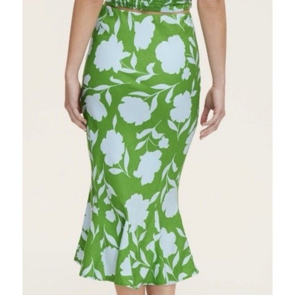 Kate Spade New York x Target LINEN  Fit Flare Midi Skirt Green Resort Travel M